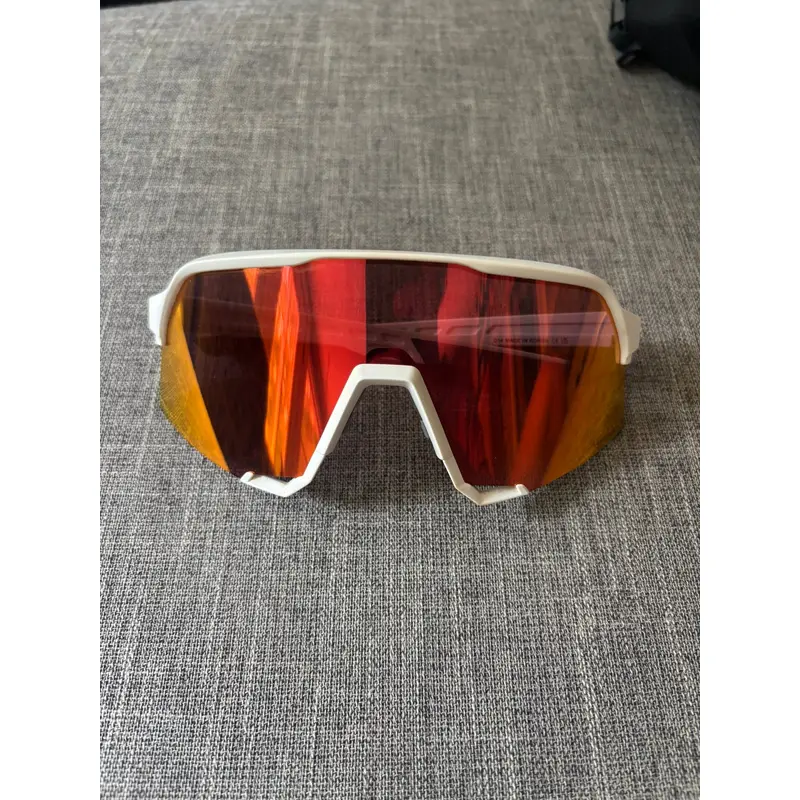 New 100% Sunglasses S3 Soft Tact White - HiPER Red Multilayer Mirror Lens