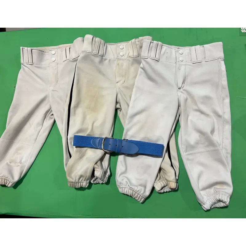 Bundle White Used Small Youth Men's Champro Game Pants With Blue Belt