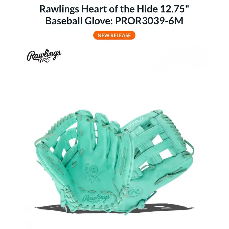 New Rawlings Left Hand Throw Outfield Heart of the Hide Baseball Glove 12.75"