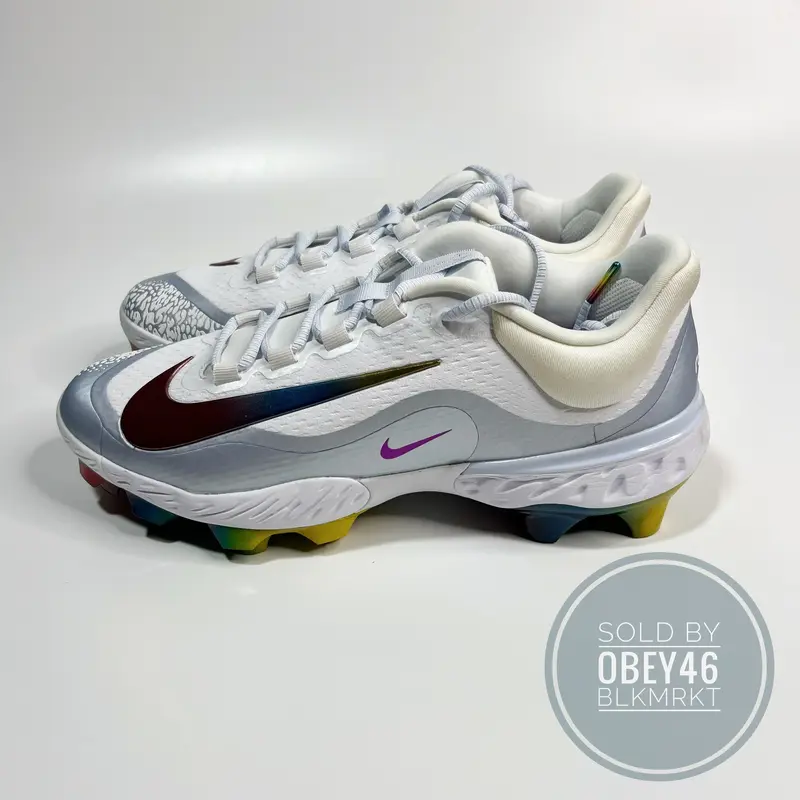 Nike Alpha Huarache Elite 4 Low MCS Baseball Cleats White 11.5