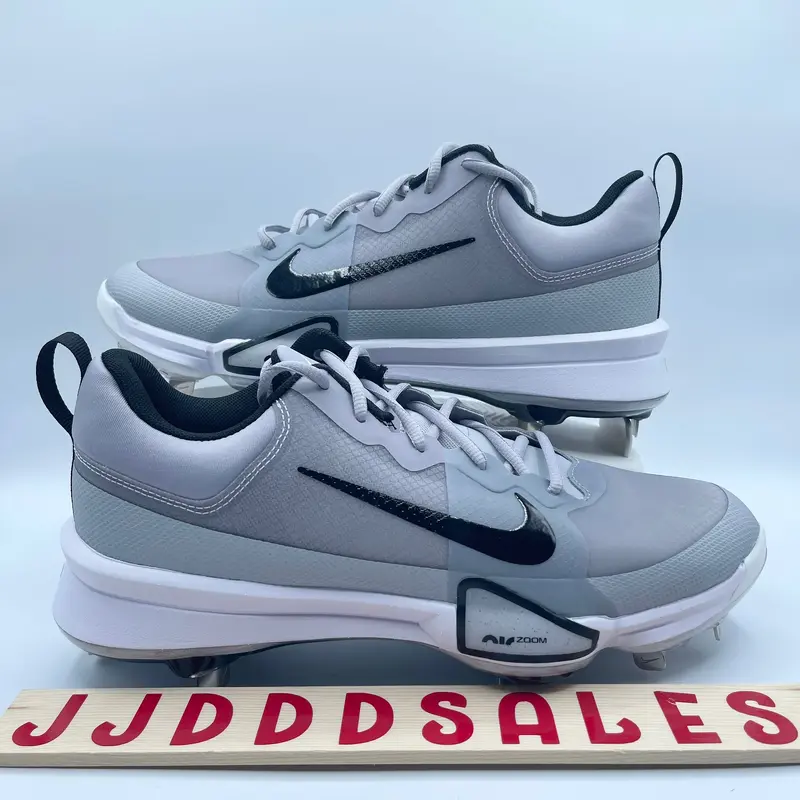 Nike Force Zoom Trout 9 Gray White Metal Baseball Cleats FB2907-002 Mens Sz 12
