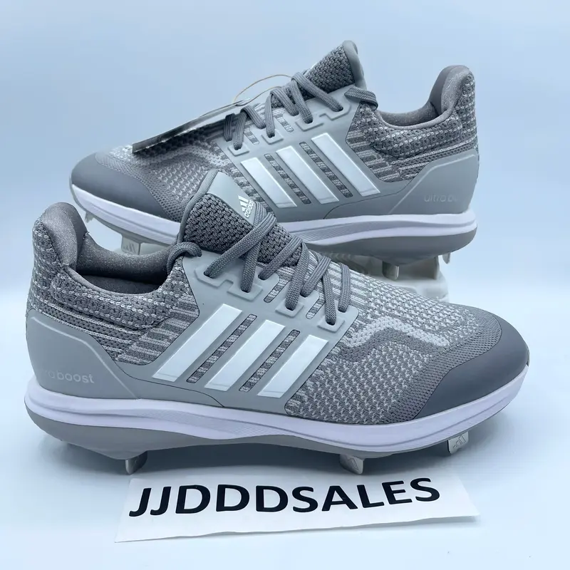 Adidas UltraBoost DNA 5.0 Baseball Cleats Metal Grey White ID9602 Mens Size 7.5 NEW