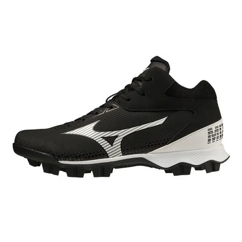 Black Men's Size M 8.5 (W 9.5) Adult Mizuno Mid Top Molded Cleats (New)
