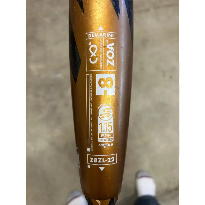 2022 DeMarini Zoa Composite USSSA Certified Bat (-8) 23 oz 31" (Used)