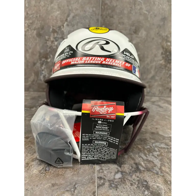 Rawlings VELO Maroon/White Junior Softball Helmet