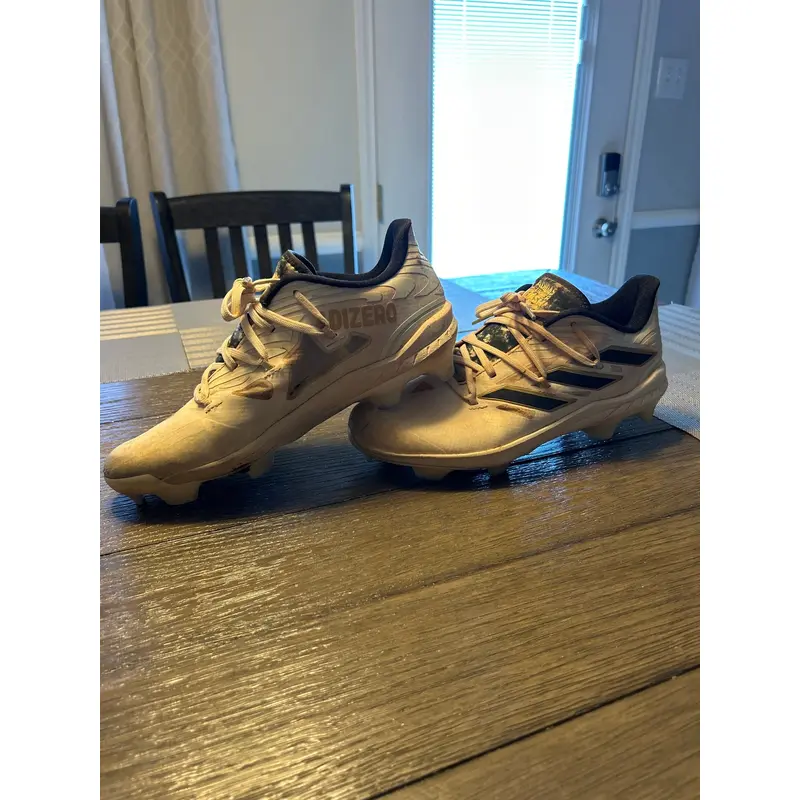 White Men's Size M 9.0 (W 10.0) Adult Adidas Low Top Adizero Molded Cleats (Used)
