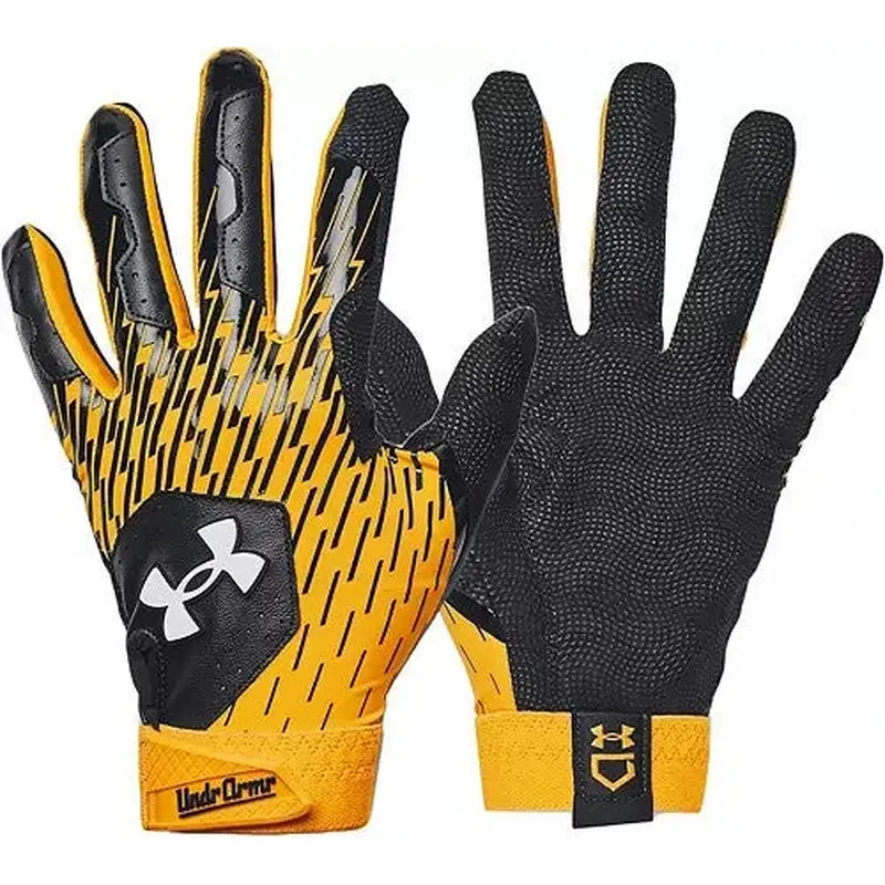 NEW Under Armour Men's UA Clean Up Batting Gloves 1378764 BLACK / STEELTOWN GOLD