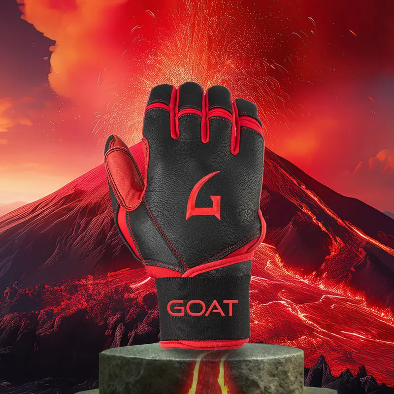 GOAThletic Batting Gloves - Black & RED - ADULT LARGE