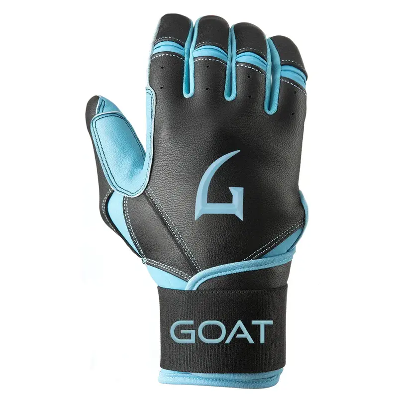 GOAThletic Long Cuff Black & Electric Blue Batting Gloves (NEW) - YOUTH SMALL