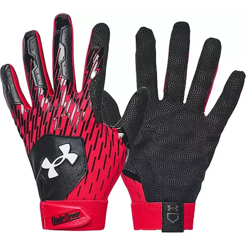 NEW 2025 Under Armour Men's UA Clean Up Batting Gloves 1378764 BLACK / RED / WHITE