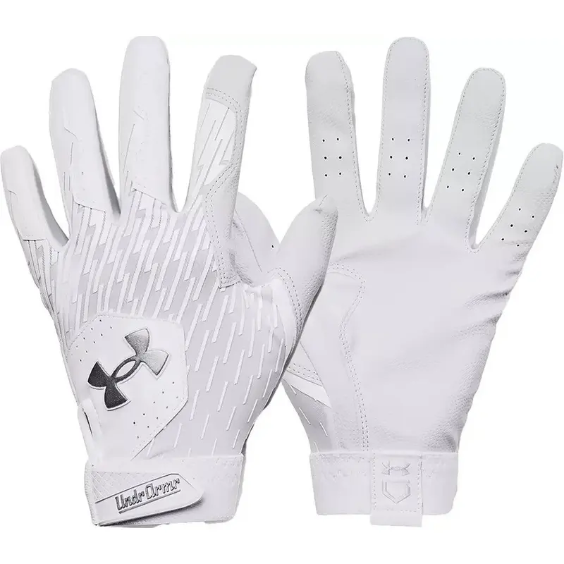 NEW 2025 Under Armour Boys' UA Clean Up Batting Gloves 1378766 WHITE