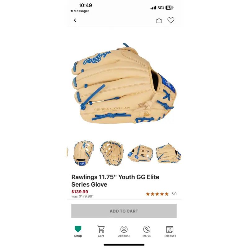 Rawlings 11.75 Youth GG Elite Series Glove WITH DICKS BREAK IN SERVICE
