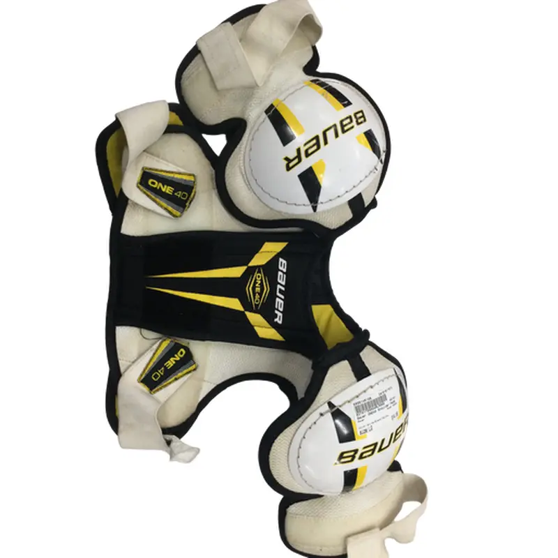 Used Bauer ONE40 Youth Shoulder Pads White/Black/Yellow LG 11613-S000148108