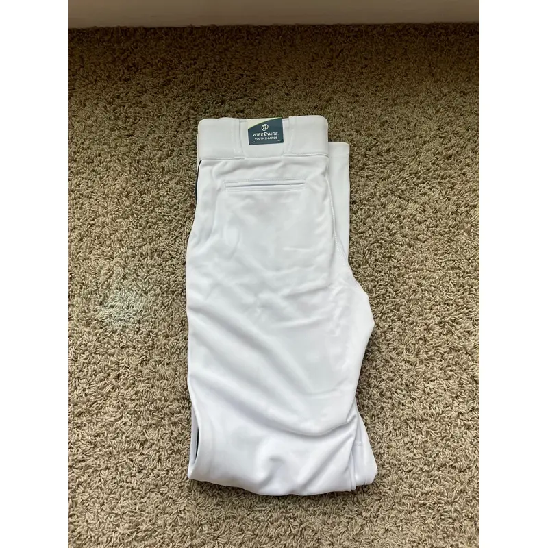 White With Navy Piping Youth XL Baseball Pants
