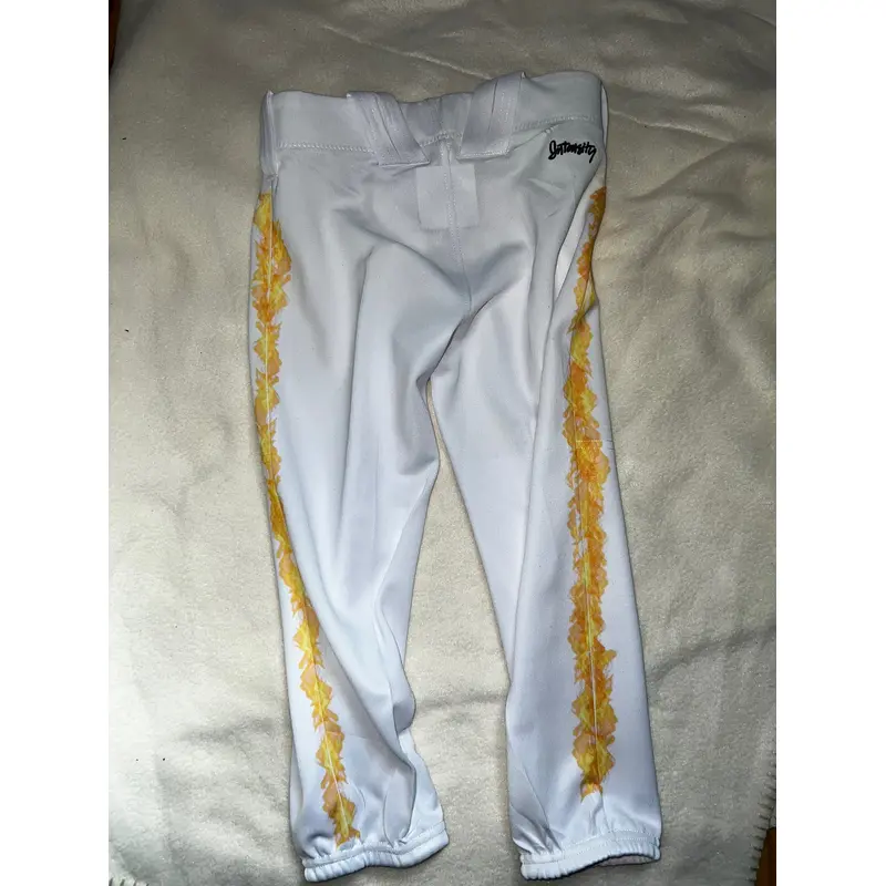 *Flames Custom*White Baseball Pants