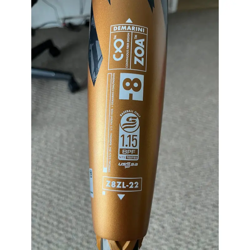 Used 2022 DeMarini USSSA Certified Composite 23 oz 31" Zoa Bat