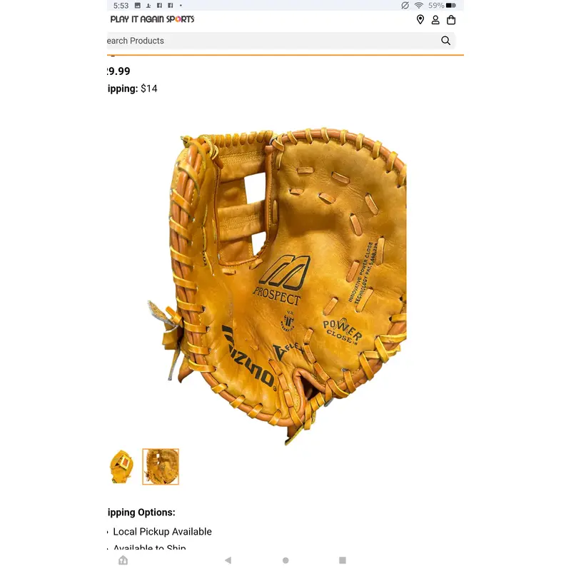 Mizuno Right Hand Throw First Base MPR Baseball Glove 11.75" (Used)