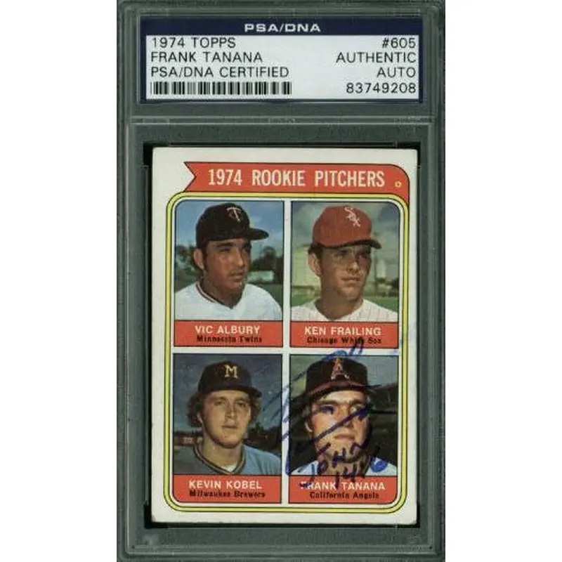Angels Frank Tanana Authentic Signed Card 1974 Topps #605 PSA/DNA Slabbed