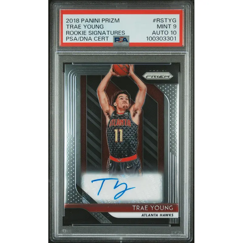 Trae Young 2018 Panini Prizm Rookie Auto PSA 9 Auto 10 3301