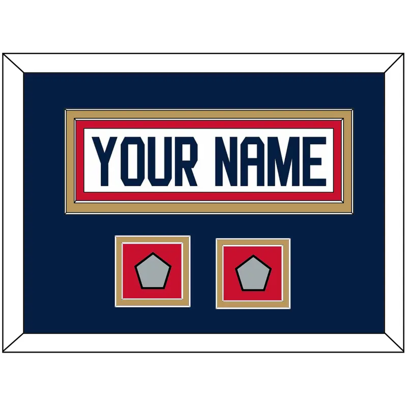 Florida Nameplate & 2 Stanley Cup Finals Patches - Road White - Double Mat 7