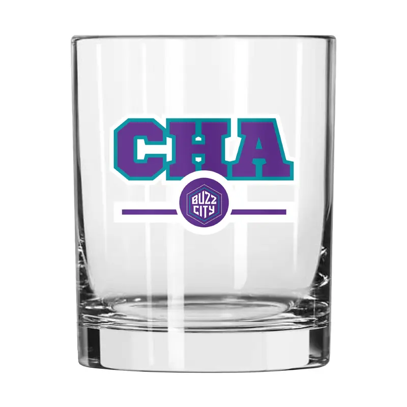Charlotte Hornets 14oz Letterman Rocks Glass