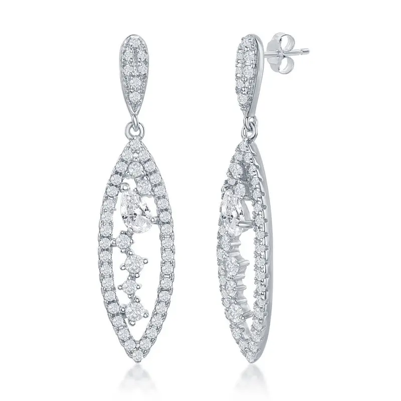 Sterling Silver Marquise Multi-Shaped CZ Earrings