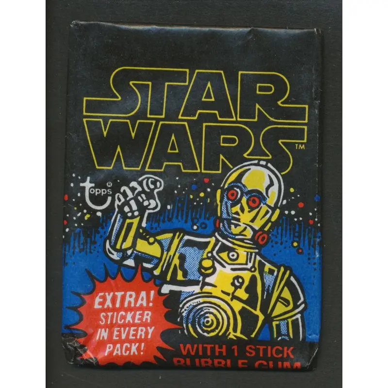 1977 Topps Star Wars Series 1 Fun Pack Unopened Wax Pack (2 Card)