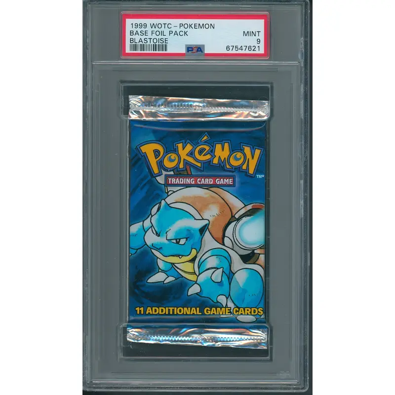 1999 WOTC Pokemon Base Unopened Foil Pack Blastoise PSA 9 *7621