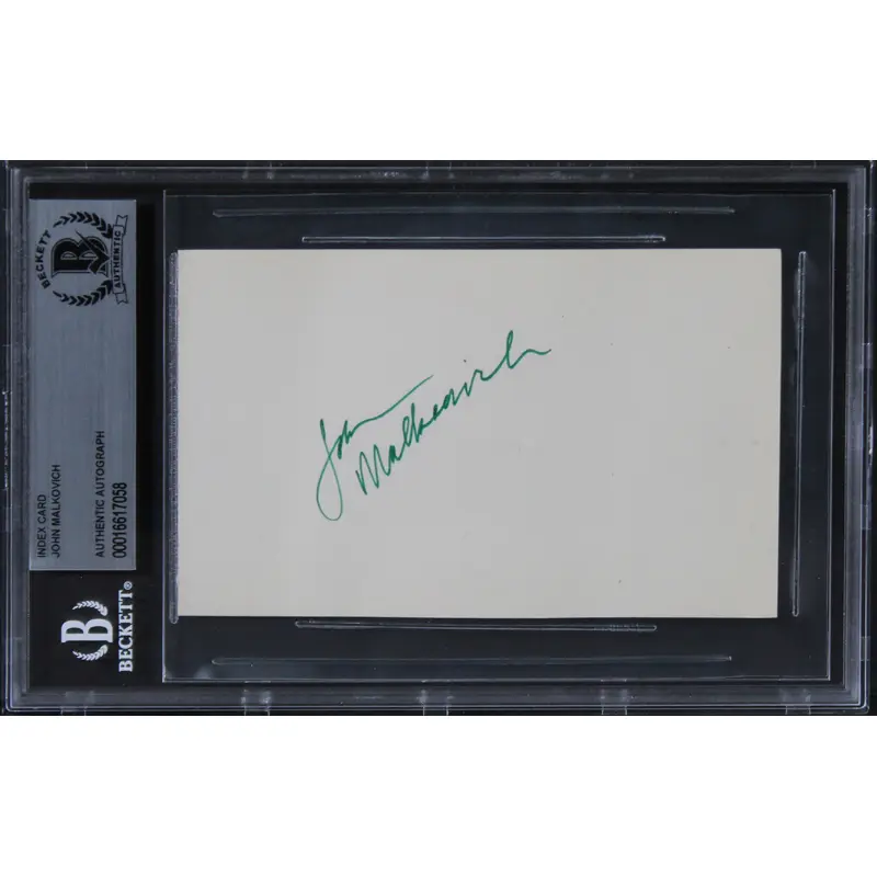 John Malkovich Con Air Authentic Signed 3x5 Index Card Autographed BAS Slabbed