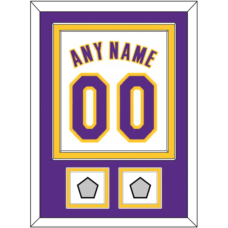 Los Angeles Name & Number With 2 Trophy Patches - Alternate White (2002-2018) - Double Mat 3