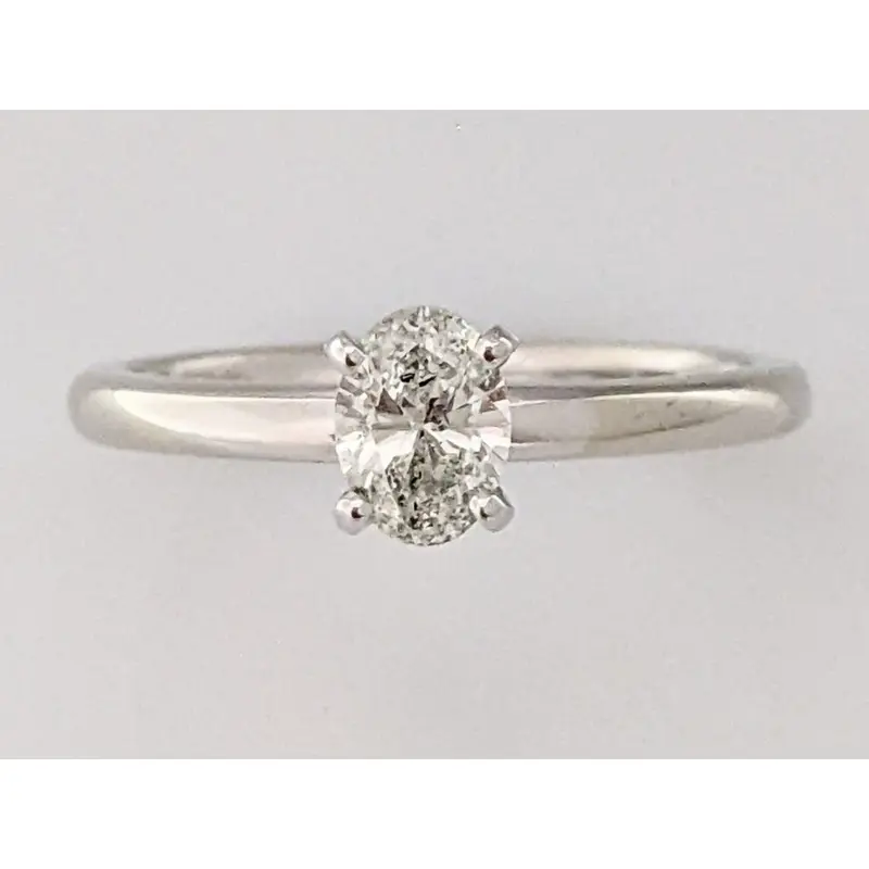 14K WHITE .52 CARAT TOTAL DIAMOND OVAL ESTATE RING 2.9 GRAMS
