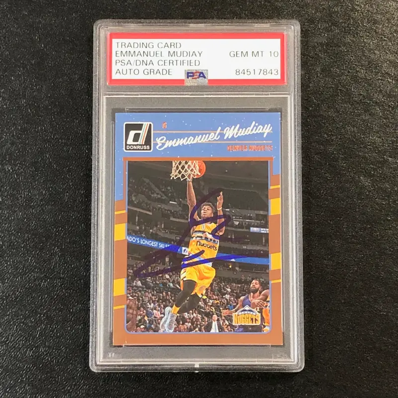 2016-17 Donruss #85 Emmanuel Mudiay Signed Card AUTO 10 PSA Slabbed Nuggets