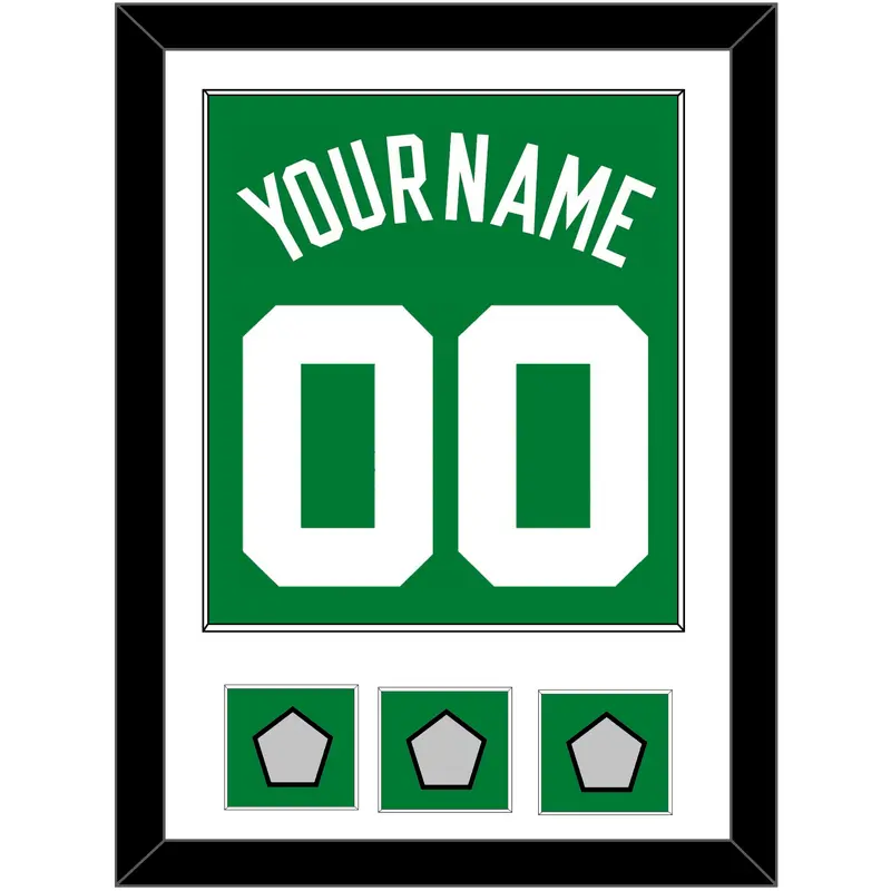 Boston Name & Number With 3 Trophy Patches - Road Green (1972-2018) - Single Mat 1