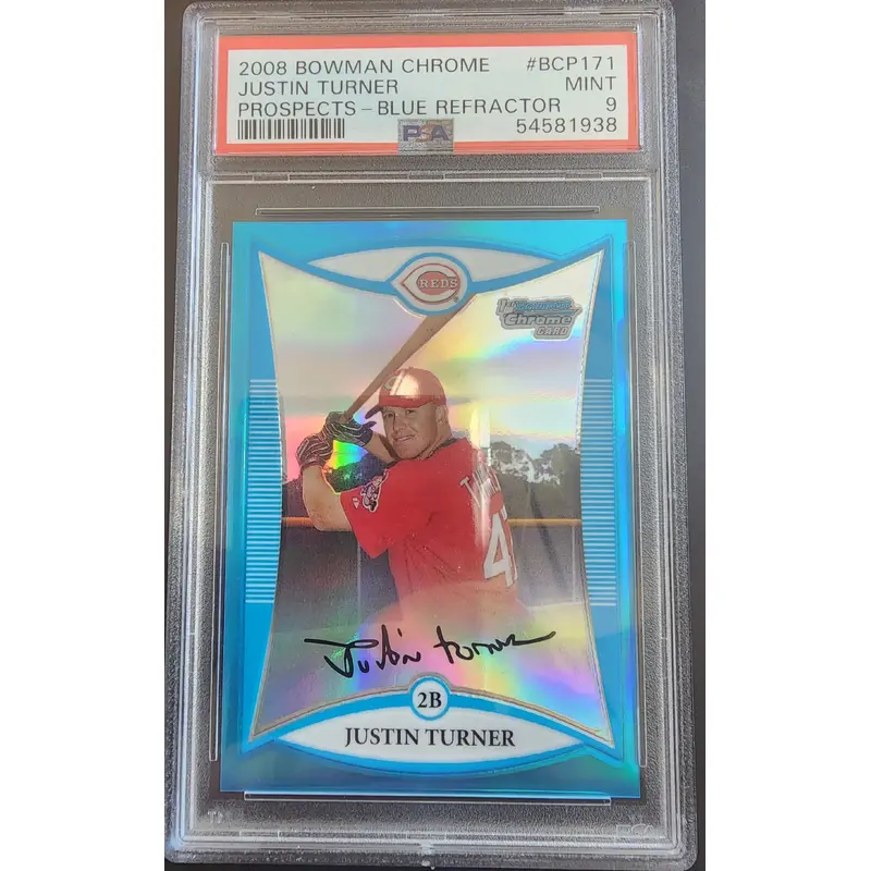 Justin Turner 2008 Bowman Chrome Blue Refractor PSA 9 Mint