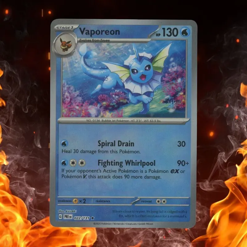 Pokemon Prismatic Evolution VAPOREON Master Ball Reverse Holo 022/131 LP (B)