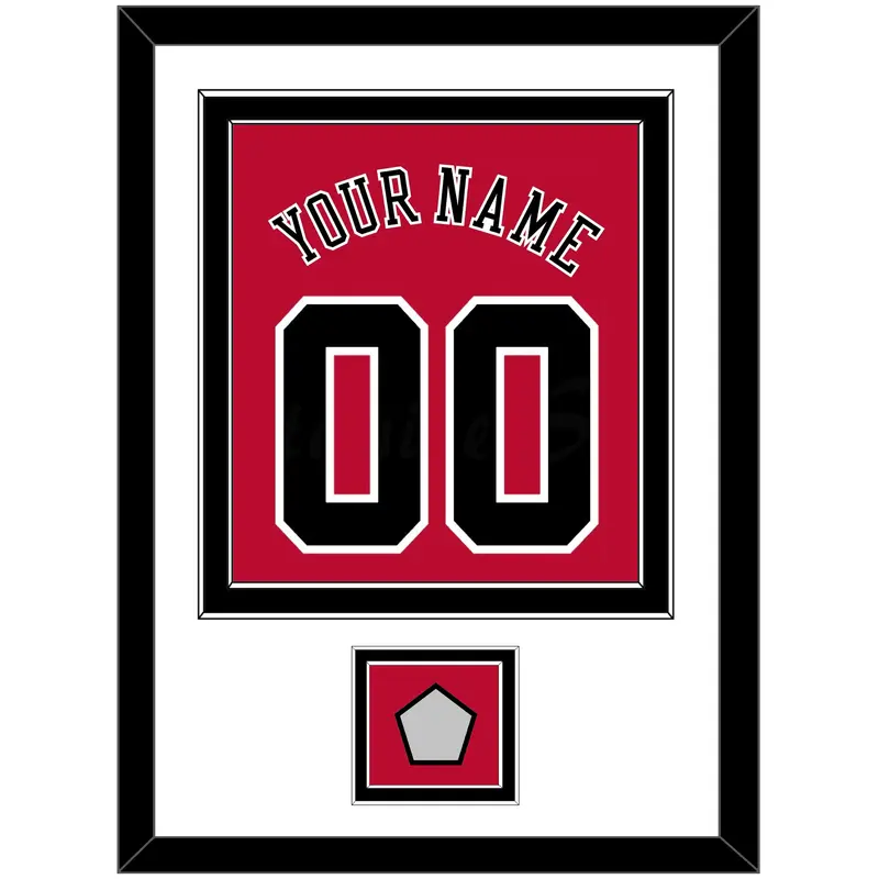Chicago Name & Number With Champions Trophy Patch - Road Red (1986-2017) - Double Mat 1