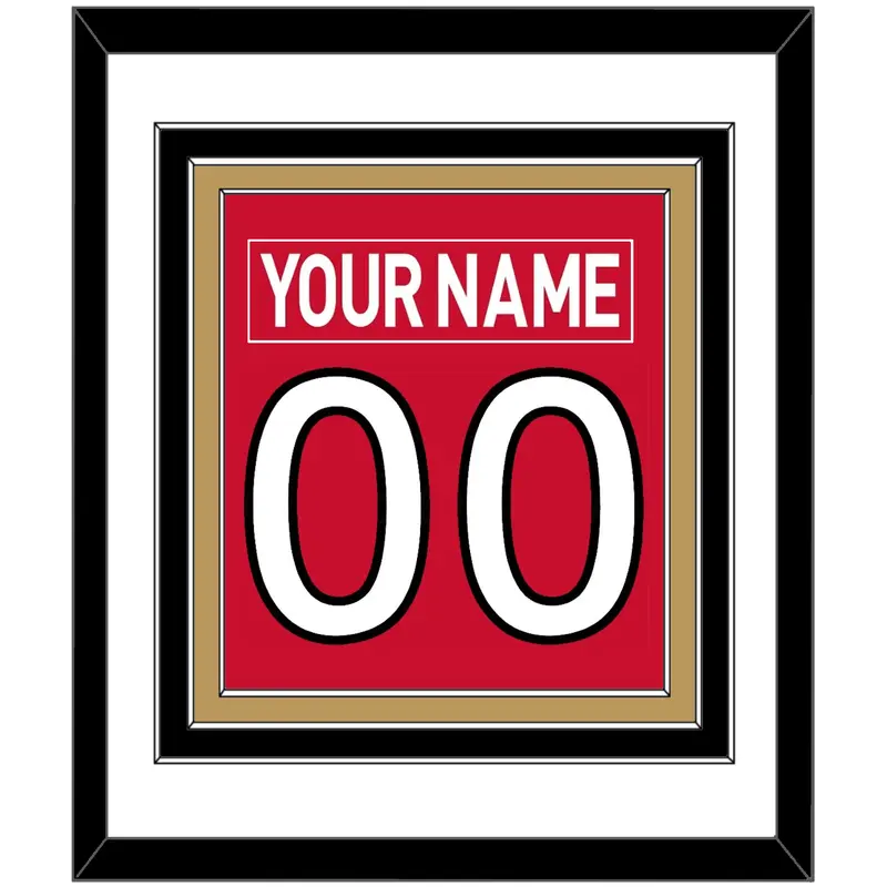 Ottawa Nameplate & Number (Back) Combined - Home Red (2007-2017) - Triple Mat 1