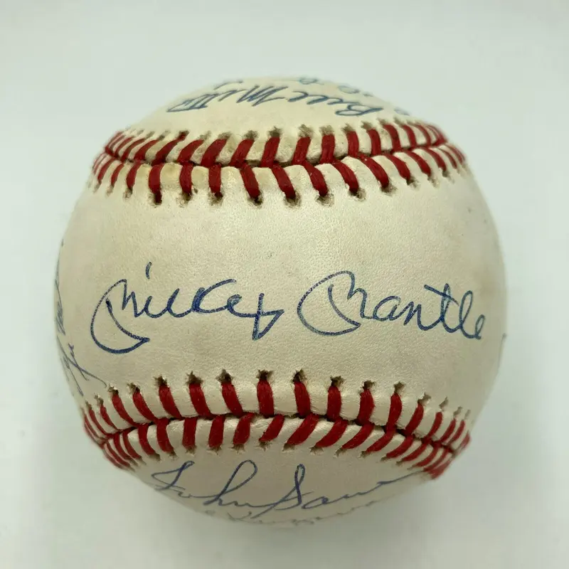 1953 New York Yankees World Series Champs Team Signed Baseball Mickey Mantle JSA
