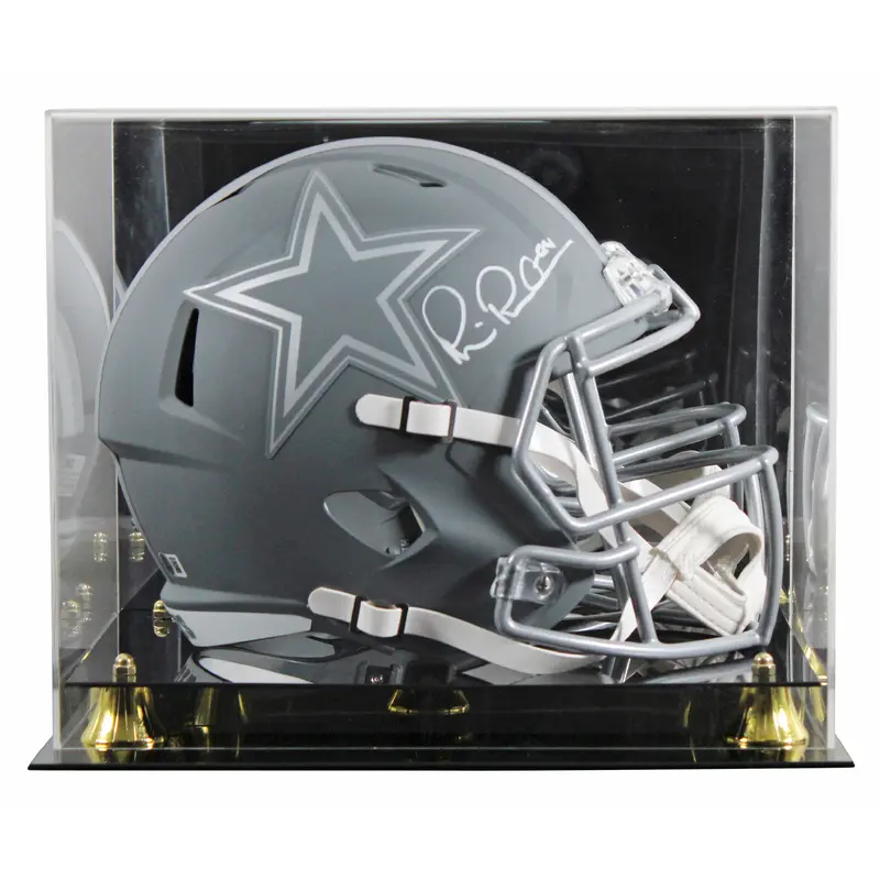 Cowboys Michael Irvin Signed Slate Full Size Speed Rep Helmet W/ Case BAS Wit