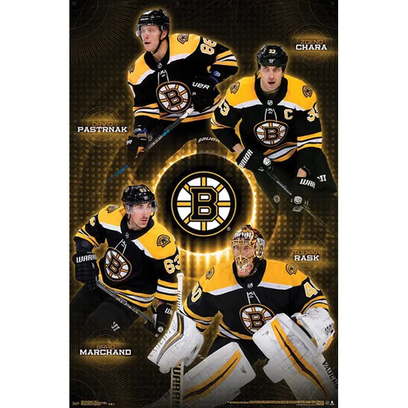 Boston Bruins "Four Stars" (Pastrnak, Chara, Marchand, Rask) Poster - Trends 2018