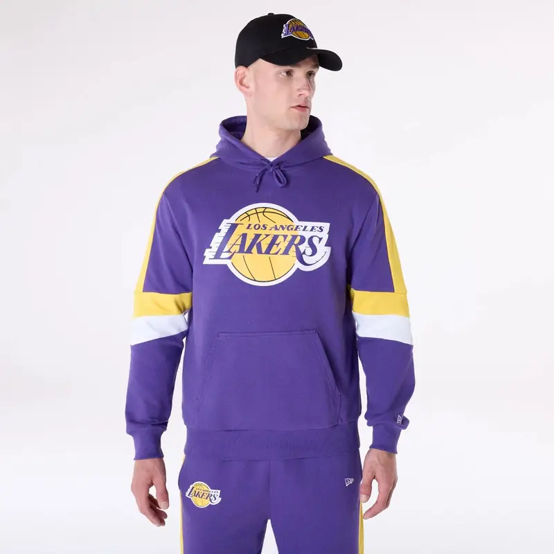 LA Lakers Colour Block Purple Oversized Pullover Hoodie