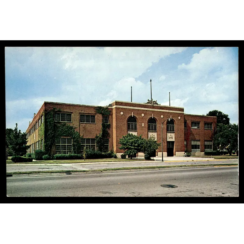 Vintage Muncie, Indiana High School Fieldhouse Postcard