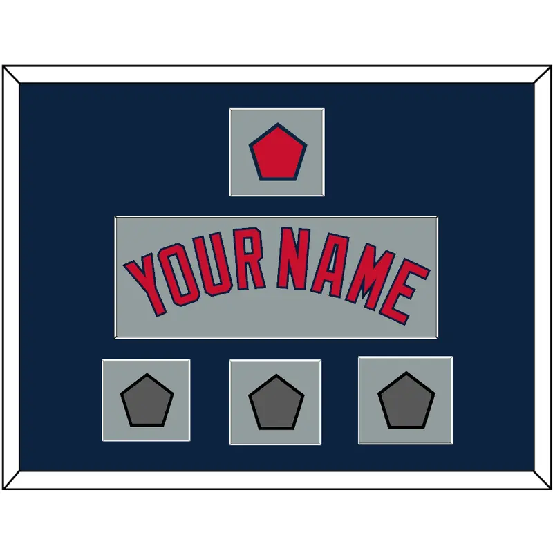 Boston Name, Logo Patch & Three World Series Champions Patches - Road Gray - Single Mat 3