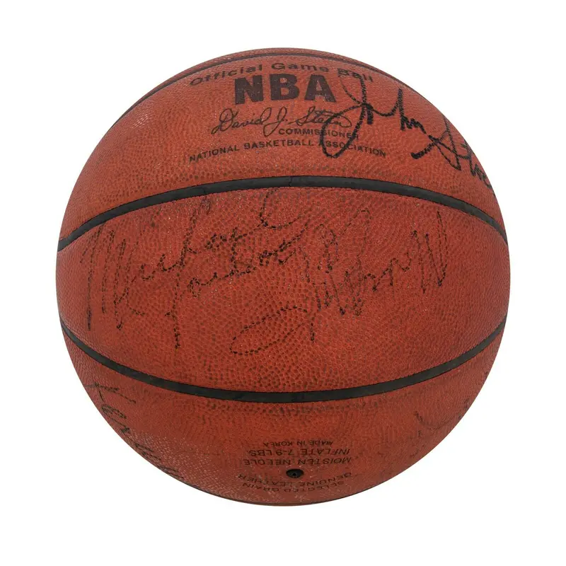 Michael Jordan Magic Johnson Larry Bird Signed Game Used Basketball Beckett COA