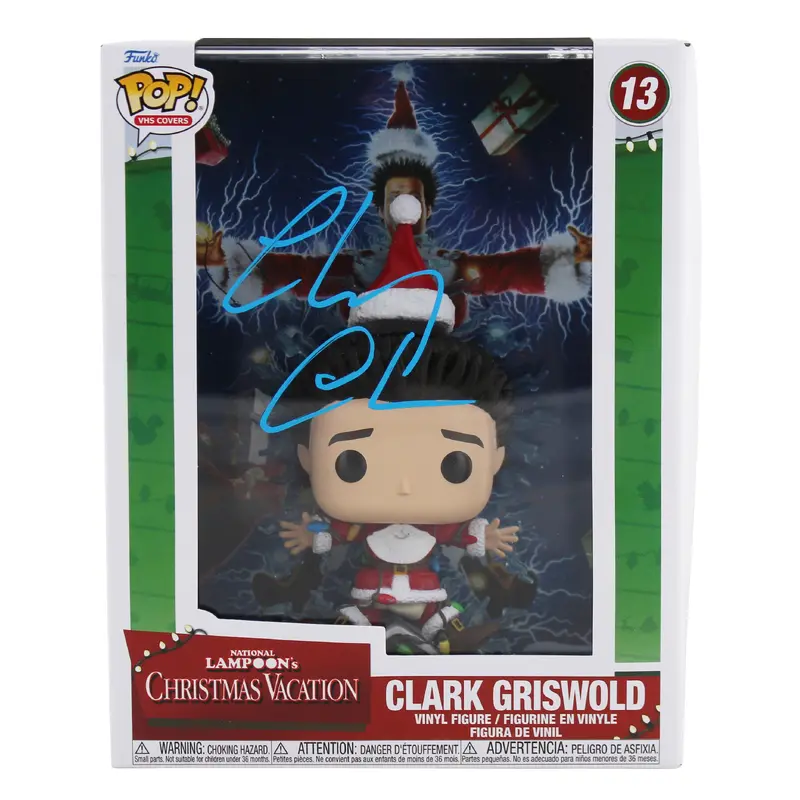 Chevy Chase Christmas Vacation Signed VHS Covers Funko Pop Vinyl Figure BAS Wit