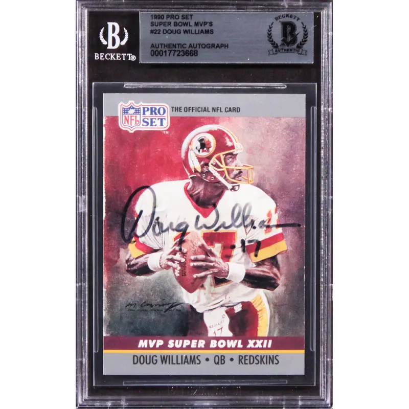 Redskins Doug Williams Signed 1990 Pro Set Super Bowl MVP'S #22 Card BAS Slabbed