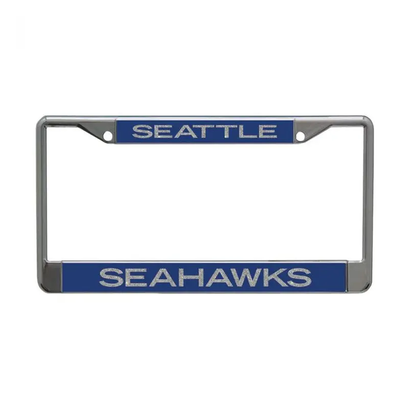 SEATTLE SEAHAWKS GLITTER LETTERS LICENSE PLATE FRAME METALLIC