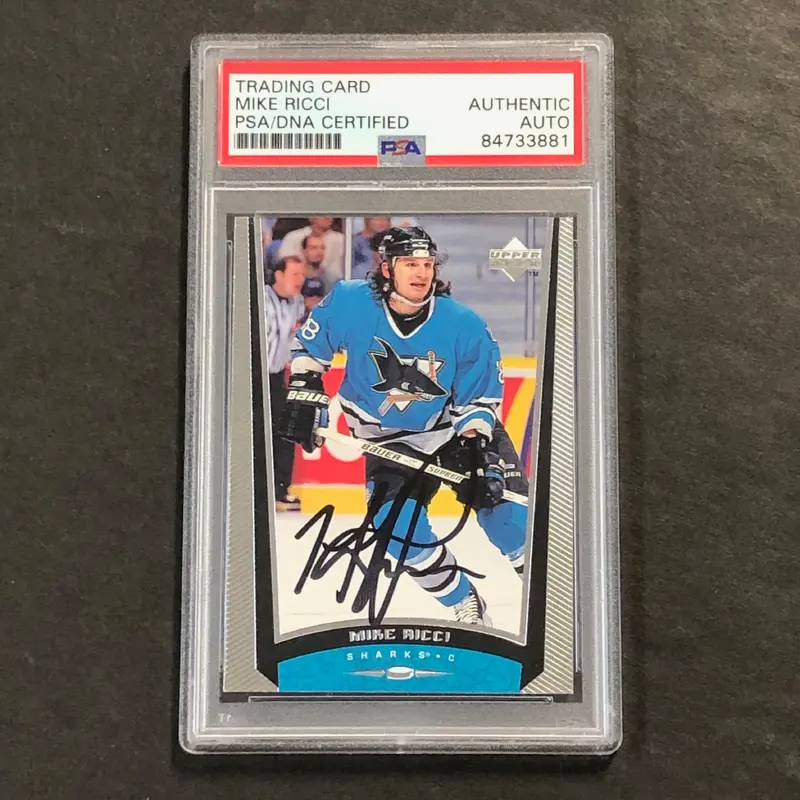 1998-99 Upper Deck Hockey #170 Mike Ricci Signed Card AUTO PSA Slabbed Sharks