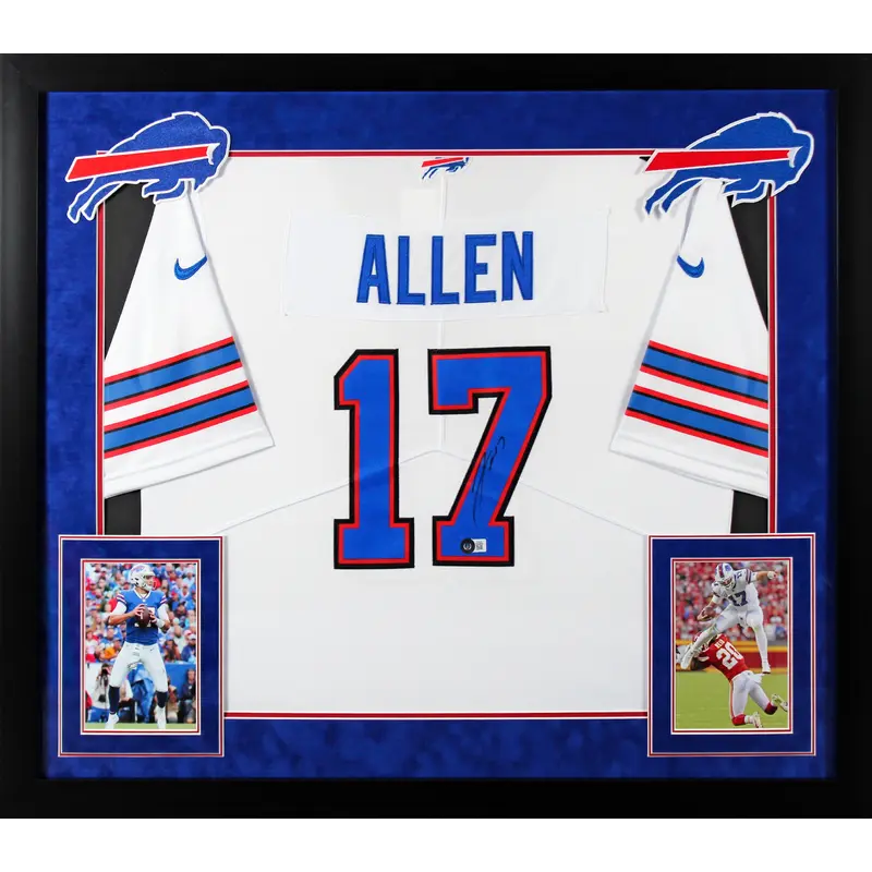 Bills Josh Allen Authentic Signed White Nike Elite Framed Jersey BAS #BK88800