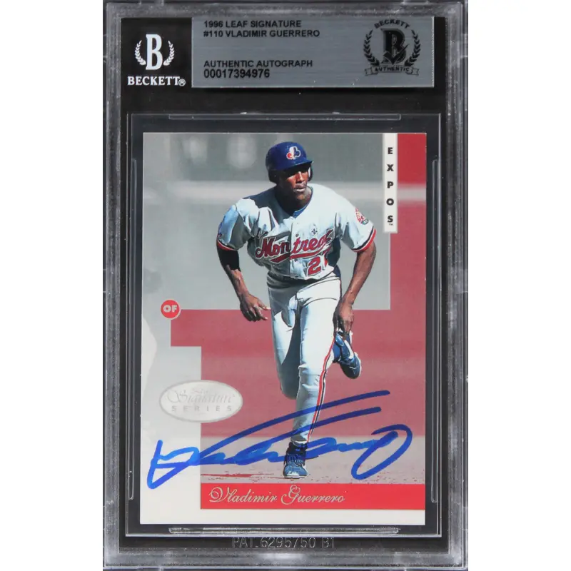 Expos Vladimir Guerrero Authentic Signed 1996 Leaf Signature #110 Card BAS Slab
